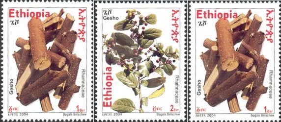  Eine Serie äthiopischer Briefmarken zu Ehren von gesho
